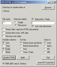 DIR2HTML screenshot